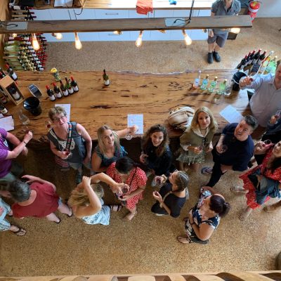 a group of people sitting at a beach